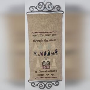 Vintage Handmade To Grandmother's House We Go Cross Stitch Wall Hanging Scroll